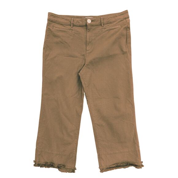 NEW LOFT Wide Leg Denim Cropped Pants 14 (32) Double Frayed Stretch Weekend - Picture 1 of 6